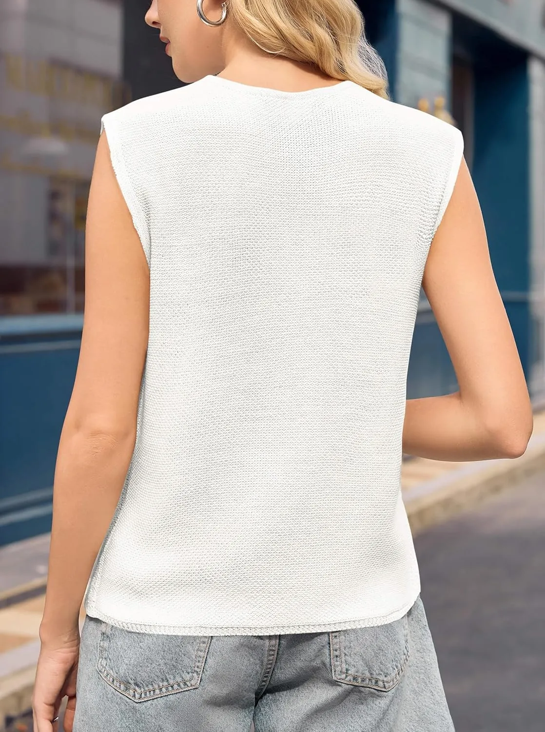 Yousify Womens Tie Front Sweater Vest 2025 Summer Sleeveless Crochet Knit Tops Lightweight Cardigan Sweaters Outfits