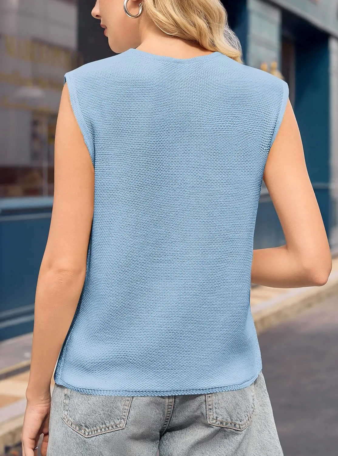 Yousify Womens Tie Front Sweater Vest 2025 Summer Sleeveless Crochet Knit Tops Lightweight Cardigan Sweaters Outfits