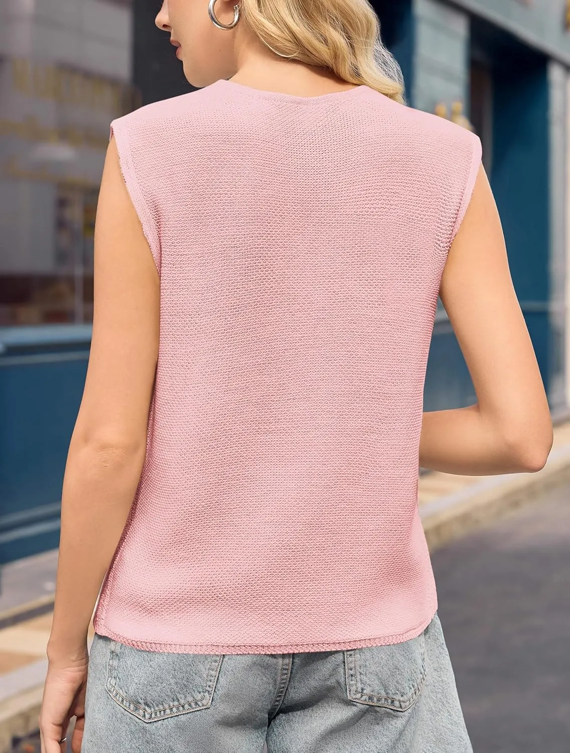 Yousify Womens Tie Front Sweater Vest 2025 Summer Sleeveless Crochet Knit Tops Lightweight Cardigan Sweaters Outfits