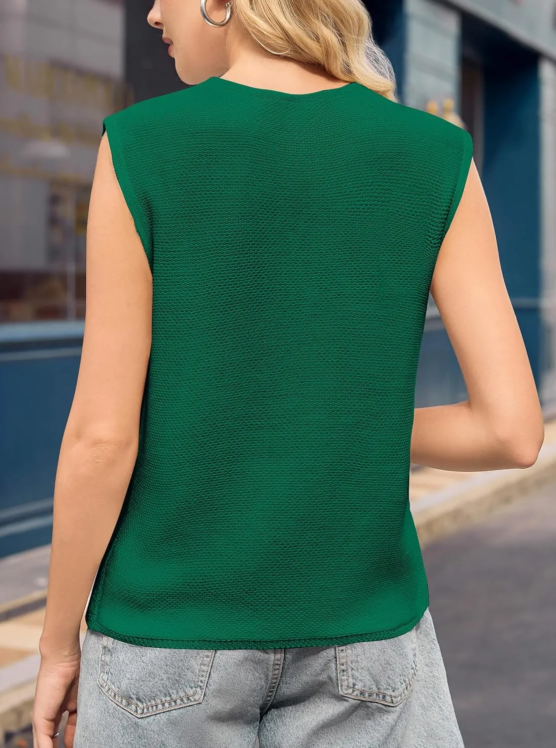 Yousify Womens Tie Front Sweater Vest 2025 Summer Sleeveless Crochet Knit Tops Lightweight Cardigan Sweaters Outfits