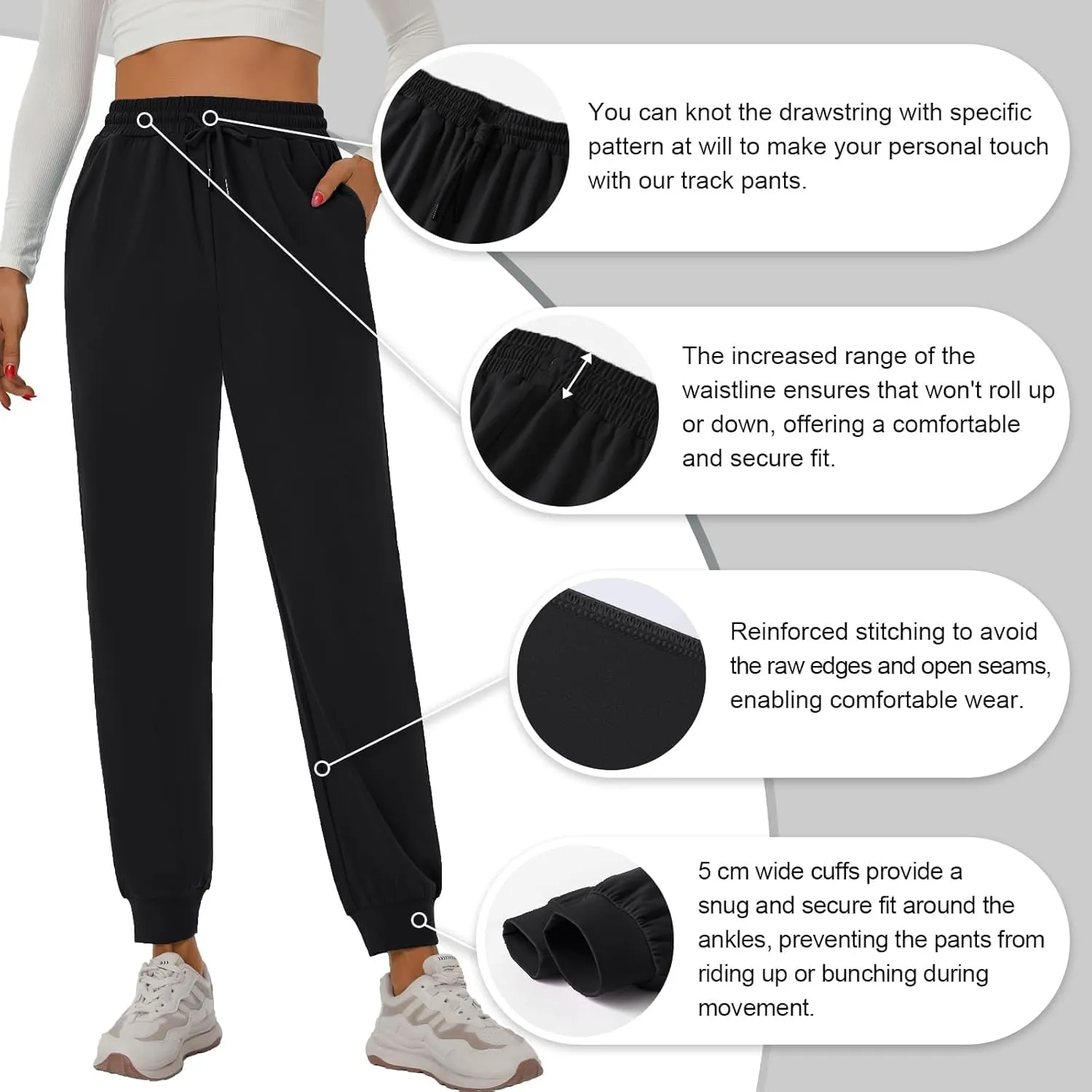 YOYOYOGA Sweatpants for Women Stretchy Joggers with Pockets Soft Baggy Workout Pants Gym Jogging Track Pants