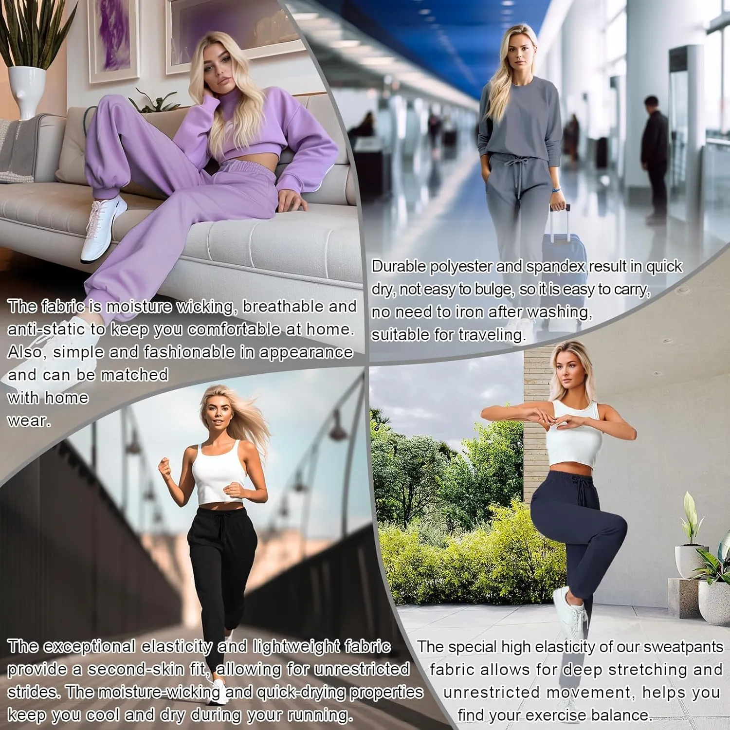 YOYOYOGA Sweatpants for Women Stretchy Joggers with Pockets Soft Baggy Workout Pants Gym Jogging Track Pants