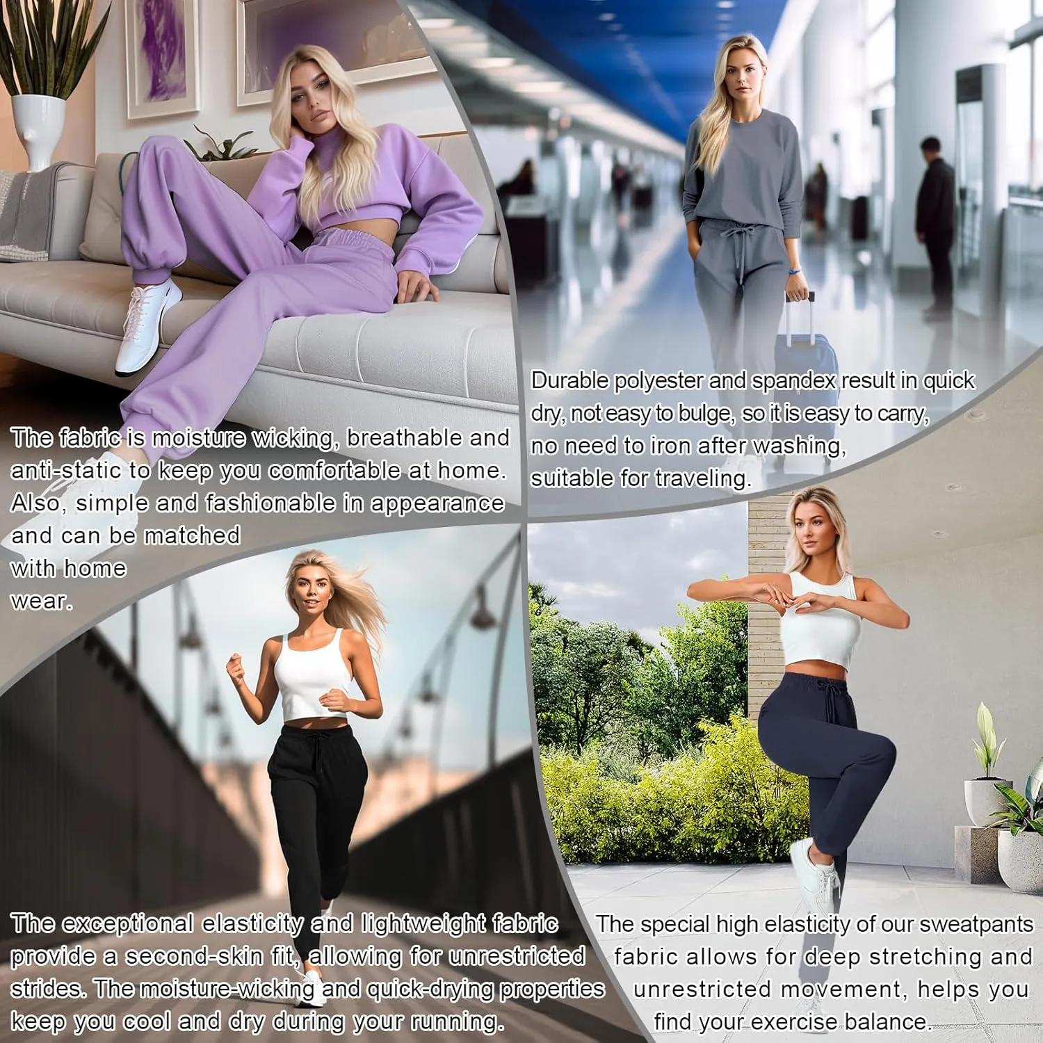 YOYOYOGA Sweatpants for Women Stretchy Joggers with Pockets Soft Baggy Workout Pants Gym Jogging Track Pants