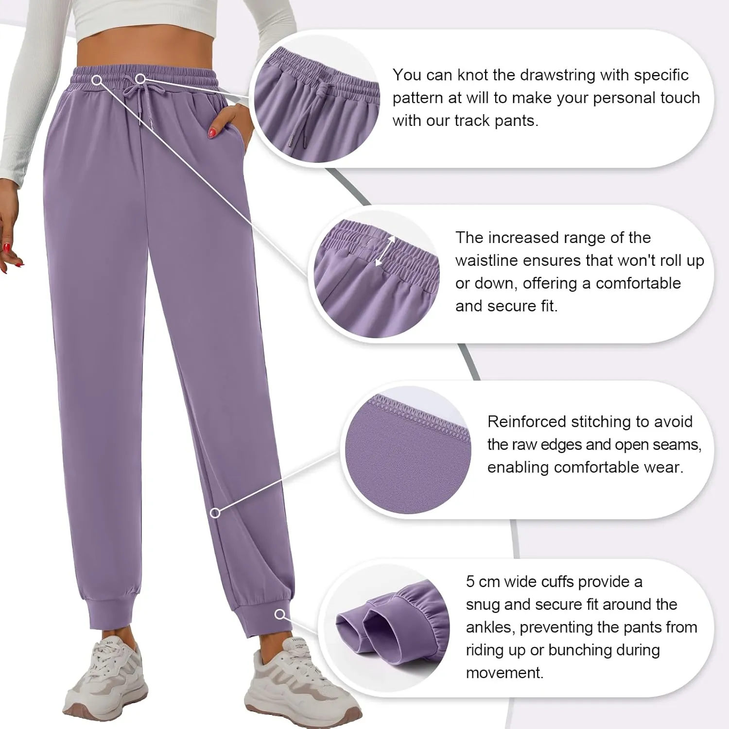 YOYOYOGA Sweatpants for Women Stretchy Joggers with Pockets Soft Baggy Workout Pants Gym Jogging Track Pants
