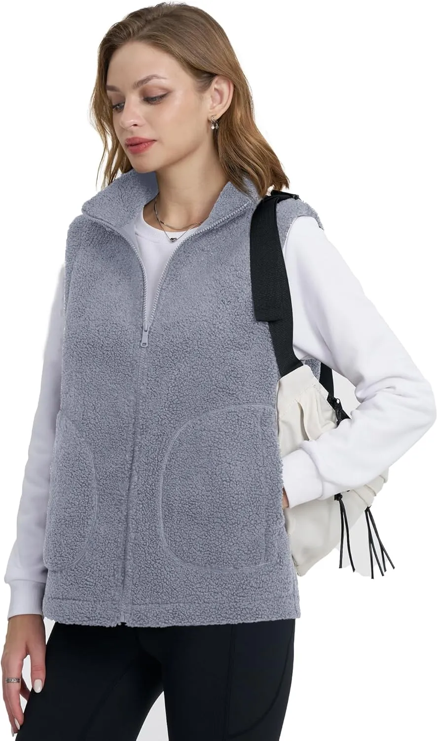 YUCOLEN Womens Polar Fleece Vest Outerwear with 4 Pockets Soft Lightweight Sleeveless Coat for Women with Full Zipper