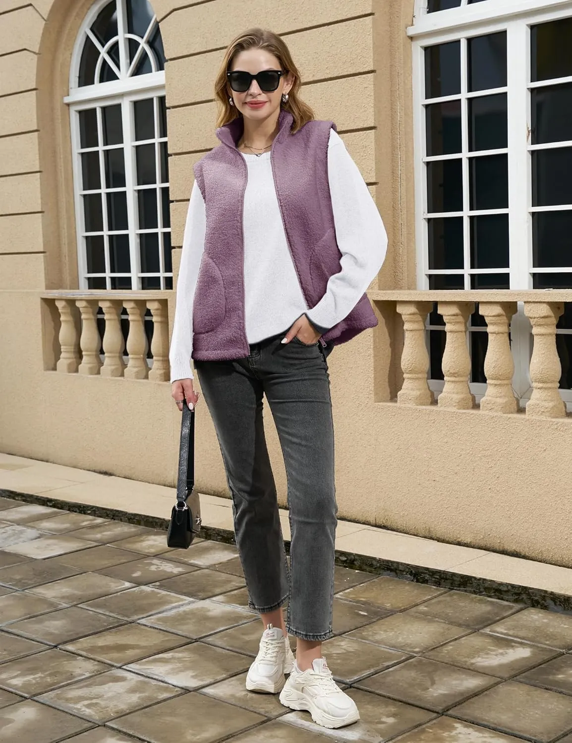 YUCOLEN Womens Polar Fleece Vest Outerwear with 4 Pockets Soft Lightweight Sleeveless Coat for Women with Full Zipper