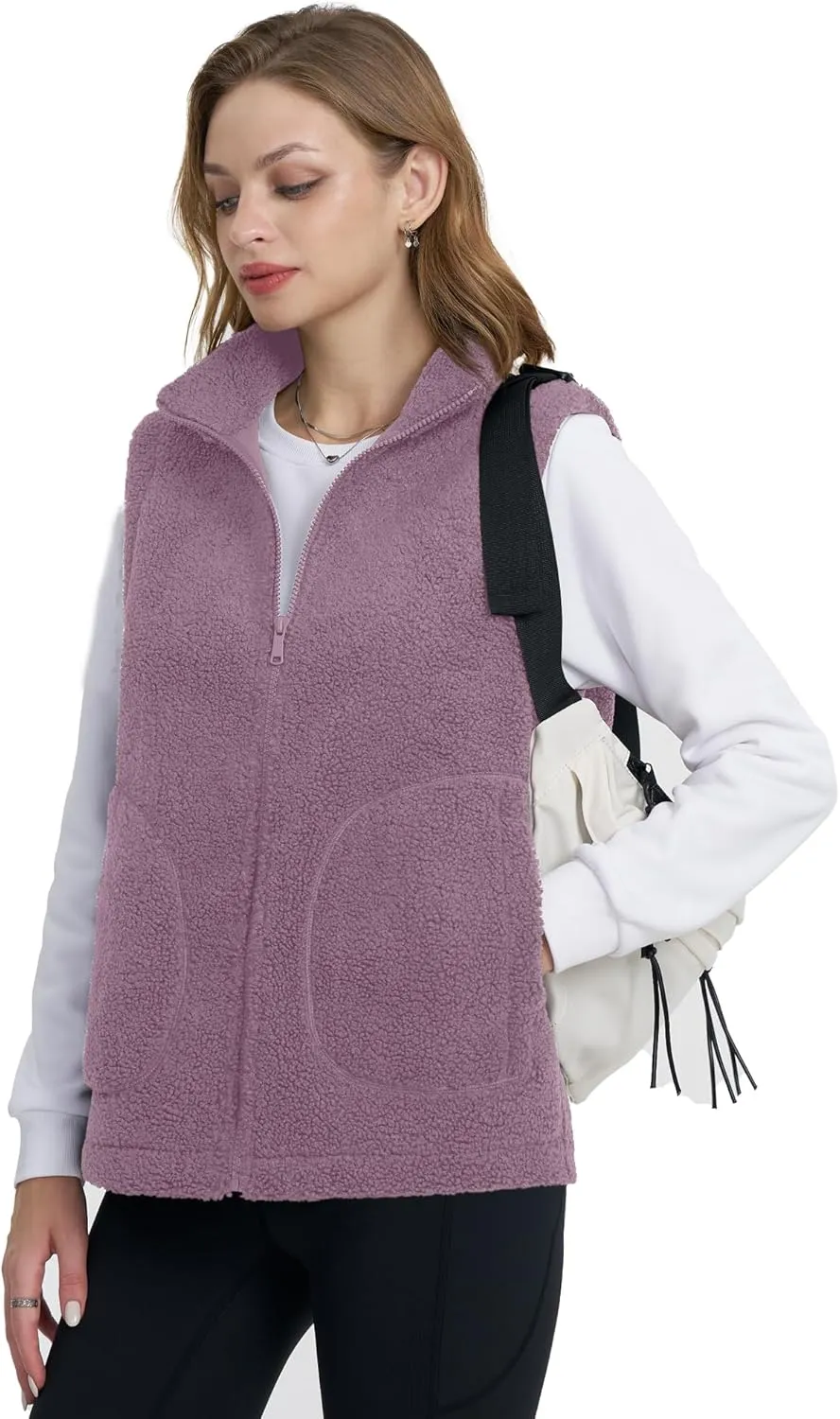 YUCOLEN Womens Polar Fleece Vest Outerwear with 4 Pockets Soft Lightweight Sleeveless Coat for Women with Full Zipper