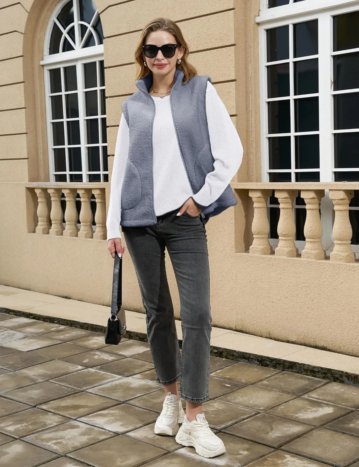 YUCOLEN Womens Polar Fleece Vest Outerwear with 4 Pockets Soft Lightweight Sleeveless Coat for Women with Full Zipper