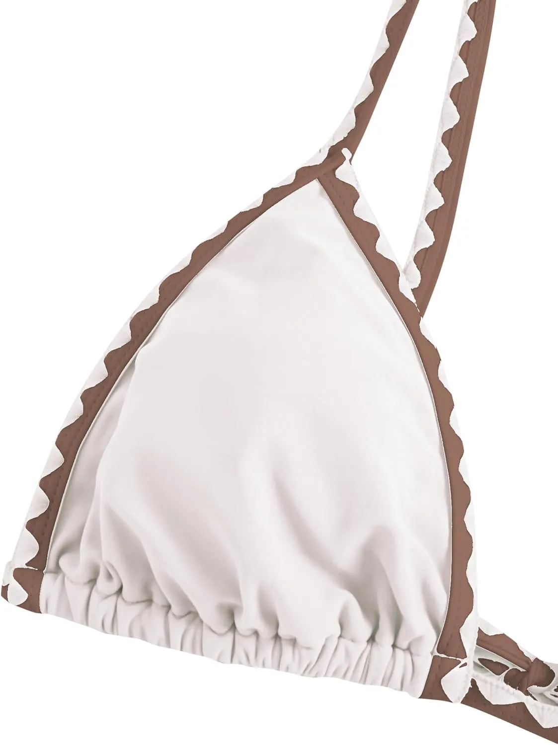 ZAFUL Women's Triangle Bikini Tie Side Whip Stitch String Bikini Two Piece Swimsuit Bathing Suits