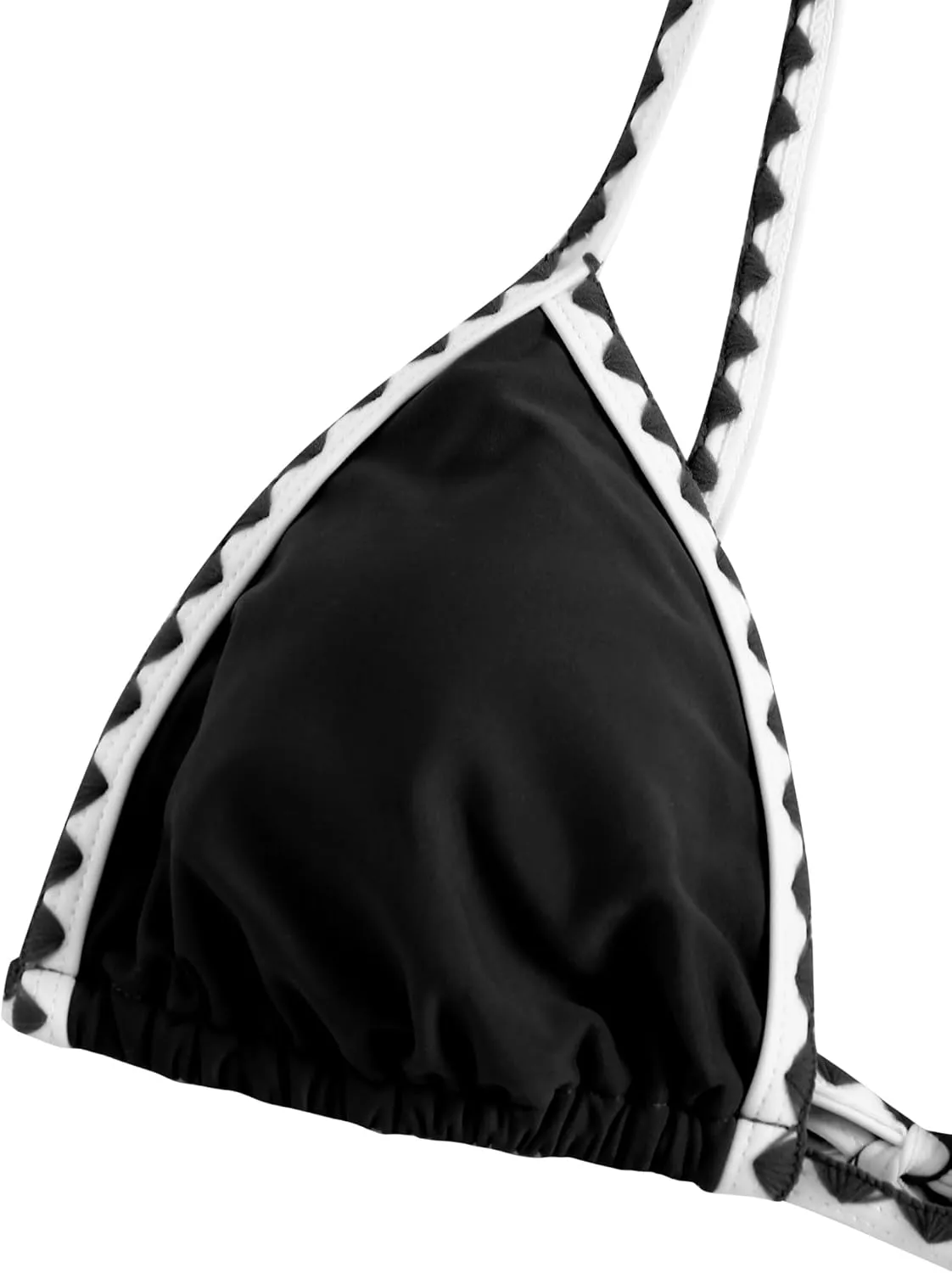 ZAFUL Women's Triangle Bikini Tie Side Whip Stitch String Bikini Two Piece Swimsuit Bathing Suits
