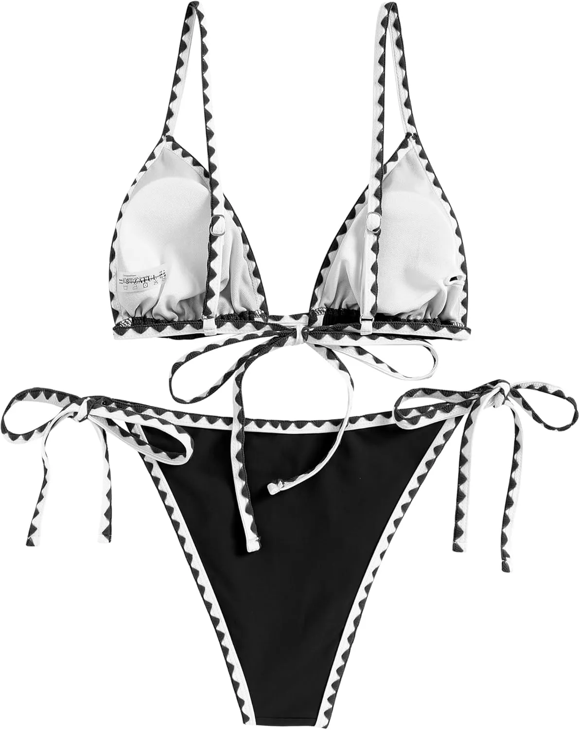 ZAFUL Women's Triangle Bikini Tie Side Whip Stitch String Bikini Two Piece Swimsuit Bathing Suits