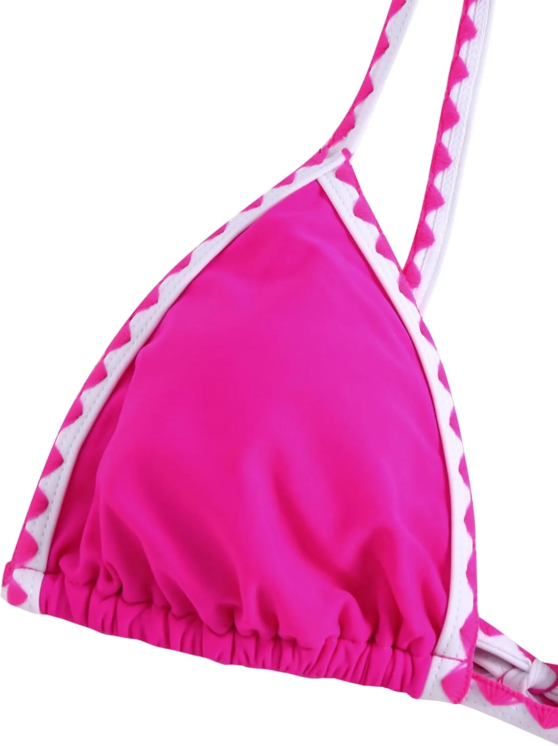 ZAFUL Women's Triangle Bikini Tie Side Whip Stitch String Bikini Two Piece Swimsuit Bathing Suits