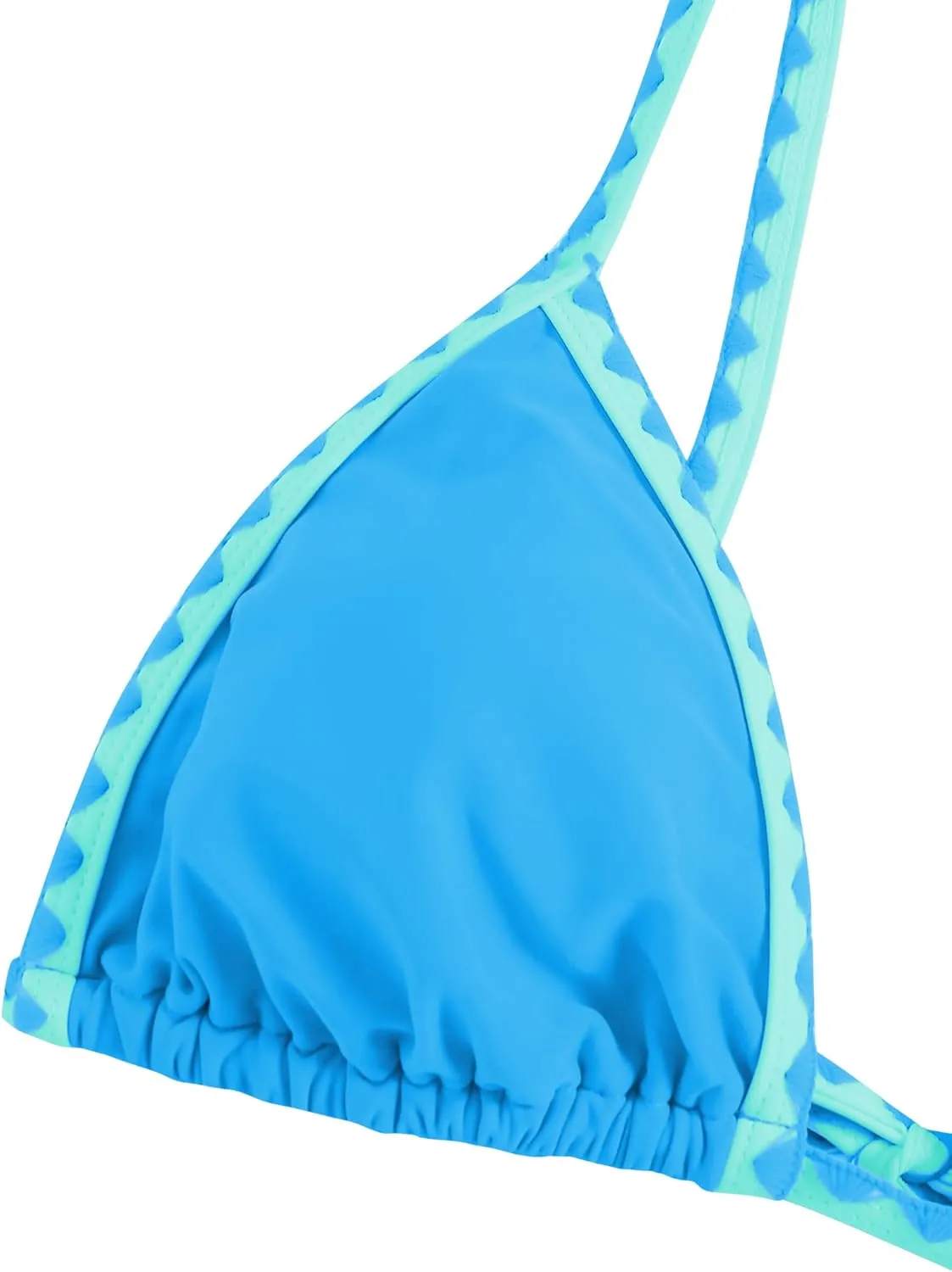 ZAFUL Women's Triangle Bikini Tie Side Whip Stitch String Bikini Two Piece Swimsuit Bathing Suits