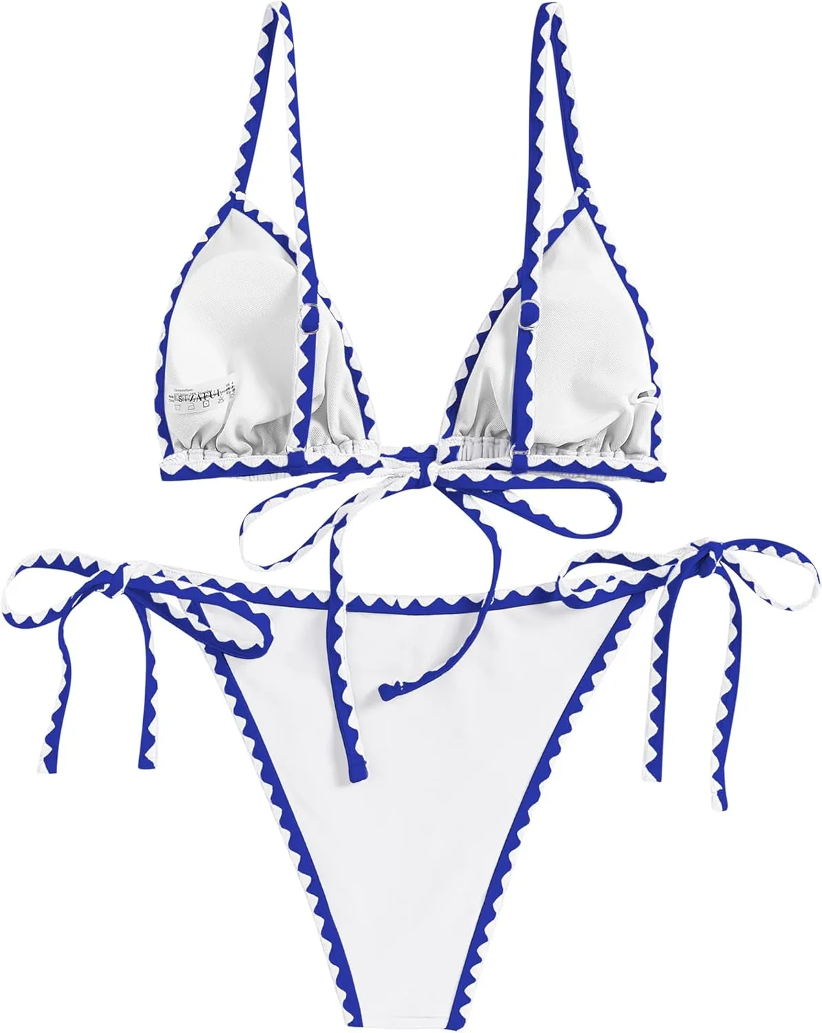 ZAFUL Women's Triangle Bikini Tie Side Whip Stitch String Bikini Two Piece Swimsuit Bathing Suits