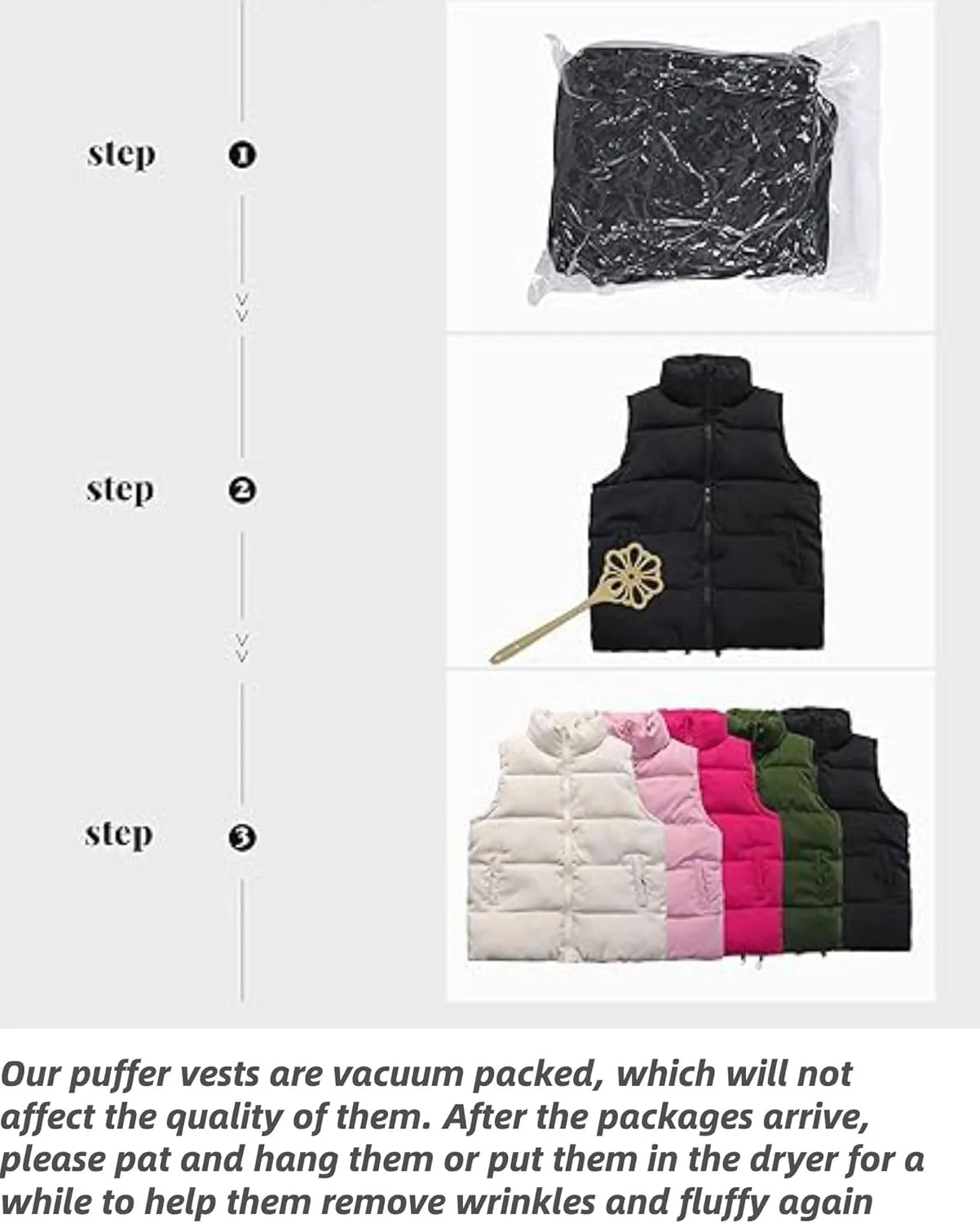 Zeagoo Women Puffer Vest Lightweight Stand Collar Sleeveless Winter Warm Zip Up Padded Outerwear Jackets with Pockets S-XXL