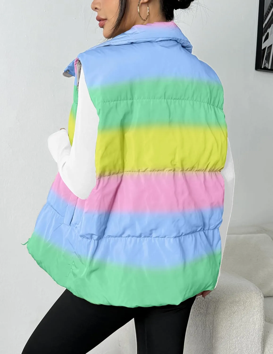 Zeagoo Women Puffer Vest Lightweight Stand Collar Sleeveless Winter Warm Zip Up Padded Outerwear Jackets with Pockets S-XXL