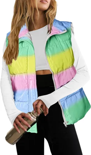 Zeagoo Women Puffer Vest Lightweight Stand Collar Sleeveless Winter Warm Zip Up Padded Outerwear Jackets with Pockets S-XXL