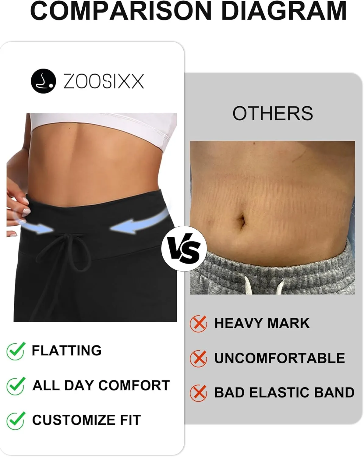 ZOOSIXX Soft Black Pajama Pants for Women, Wide Leg Comfy Casual Lounge Yoga Capri Pants 22'' / 30''